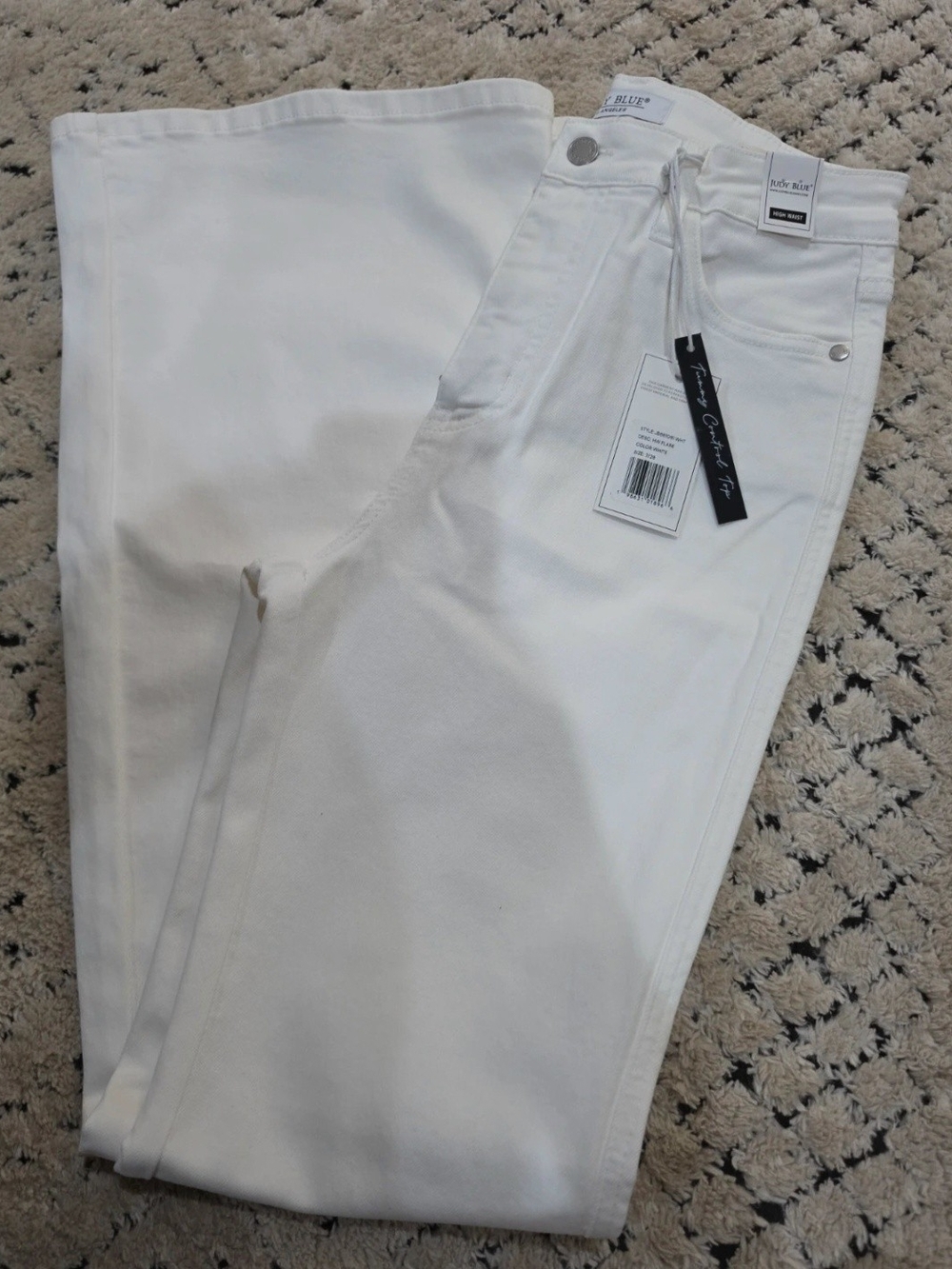 Judy Blue Sienna High Rise Flare White Jeans White Waist 28
